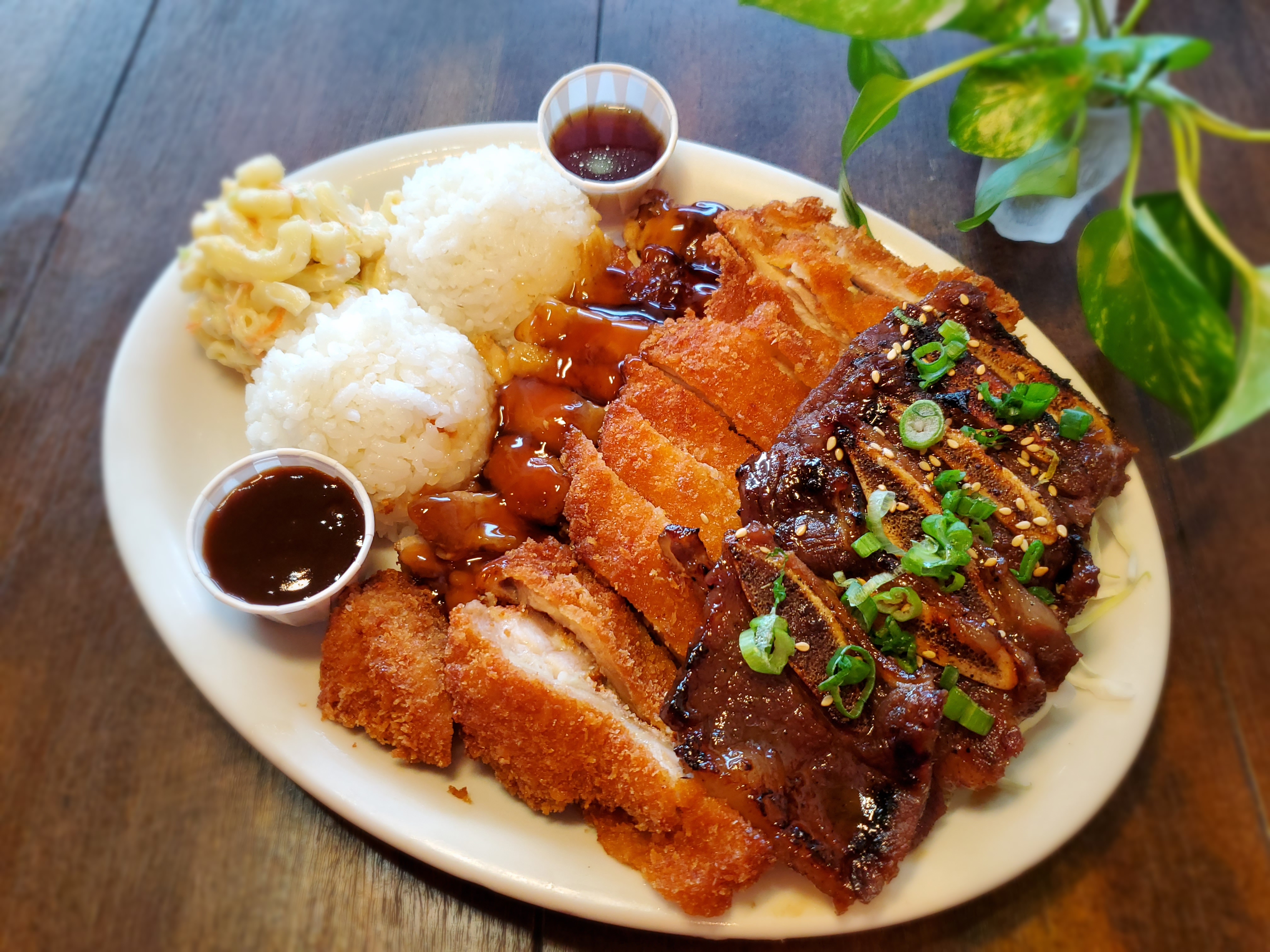 Order Kalbi Combo Plate food online from Aloha Sunrise Cafe store, Henderson on bringmethat.com
