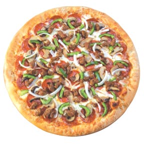 Order Deluxe Pizza - Small (6 Pieces) food online from Georgio's Pizza store, Cleveland on bringmethat.com