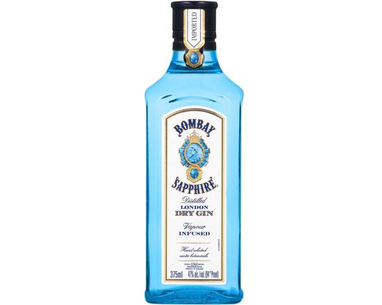 Order Bombay Sapphire London Dry Gin, 375mL bottle (47% ABV) food online from Central Liquor Market store, Los Angeles on bringmethat.com