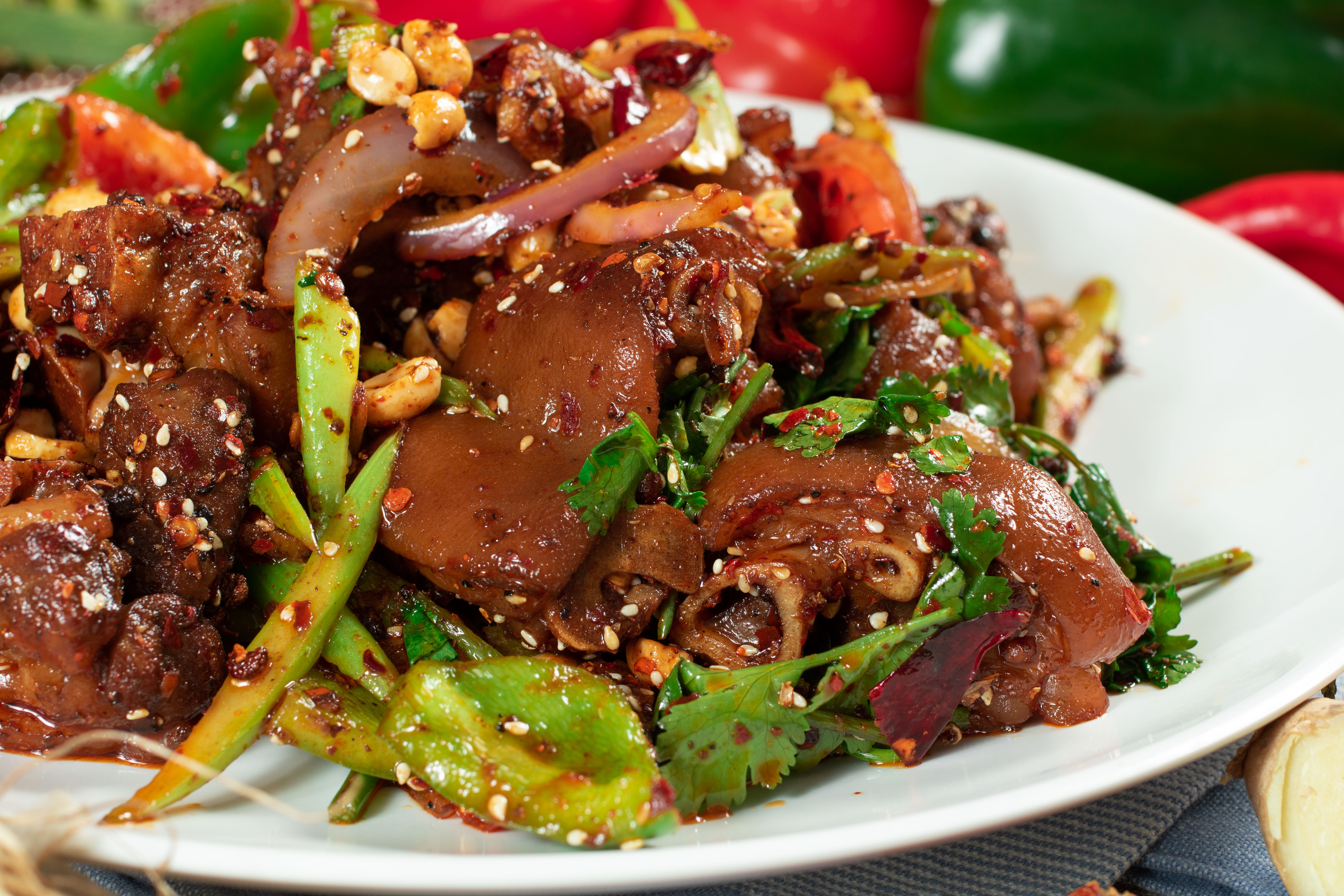 Order Spicy Pig Feet in Szechuan Style food online from Sangkee Noodle House store, Philadelphia on bringmethat.com