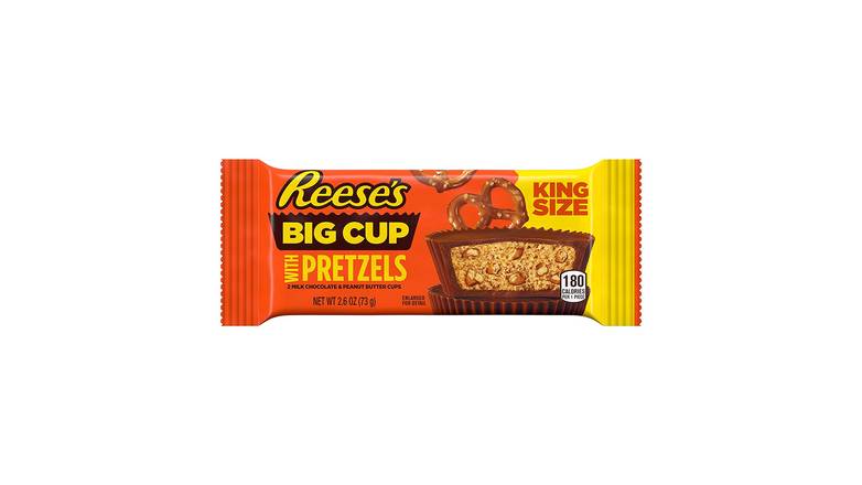 Order Reese'S Big Cup Stuffed With Pretzels Milk Chocolate Peanut Butter Cups Candy, King Size Pack food online from Trumbull Mobil store, Trumbull on bringmethat.com