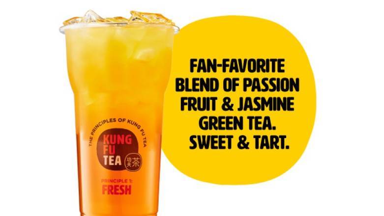 Order Passion Fruit Green Tea Punch food online from Kung Fu Tea store, Hicksville on bringmethat.com