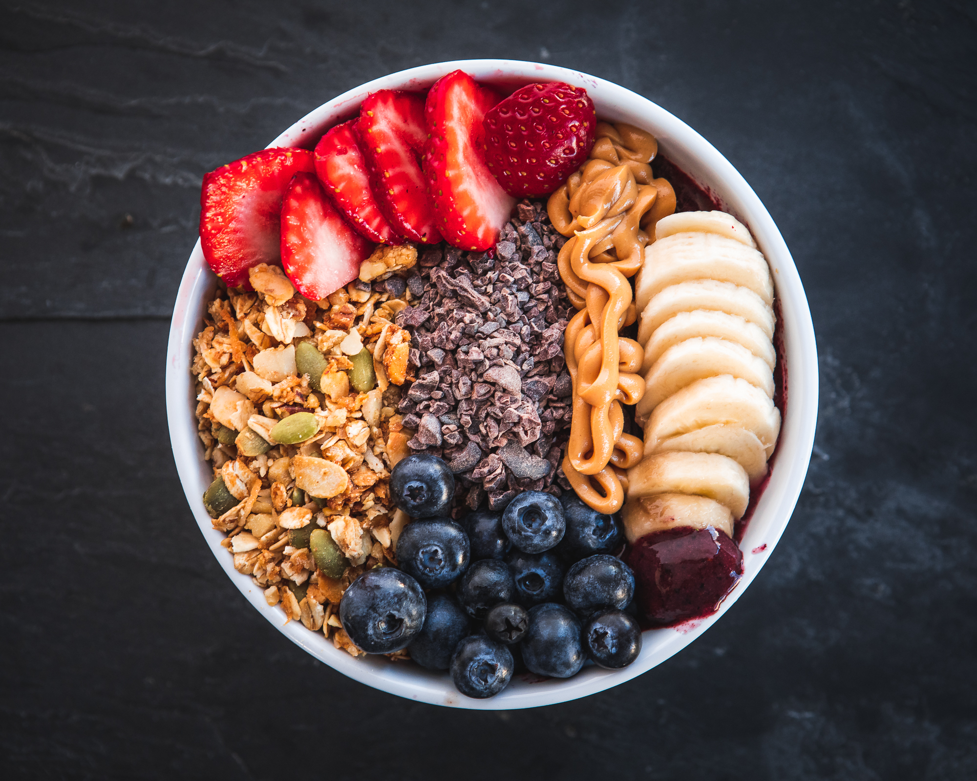 Order PB Cacao Acai Bowl food online from Pure Cold Press store, Brookline on bringmethat.com
