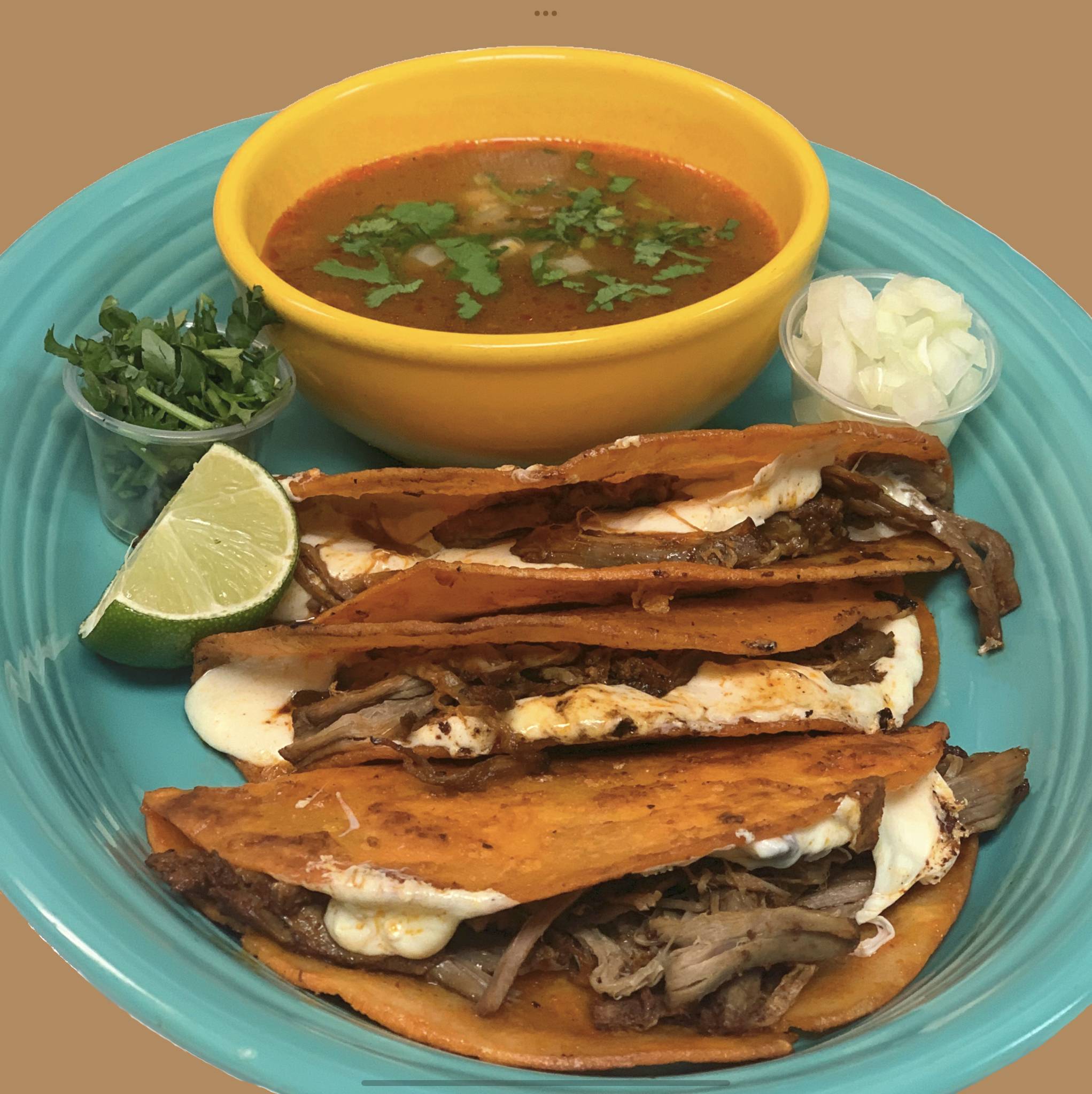 Order Quesabirria Tacos food online from Fiesta Mexico store, Harrisburg on bringmethat.com