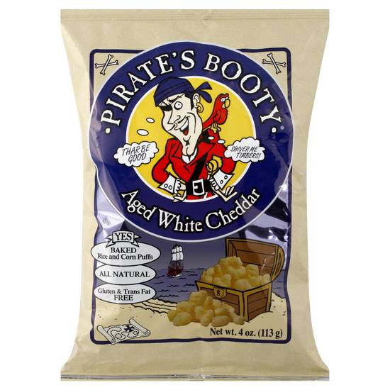 Order Pirates Booty Rice and Corn Puffs Aged White Cheddar (4 oz) food online from Rite Aid store, Yamhill County on bringmethat.com