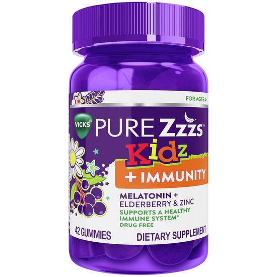Order Pure Zzzs Kidz + Immunity Gummies Melatonin Sleep Aid (42 ct) food online from Rite Aid store, Yucca Valley on bringmethat.com