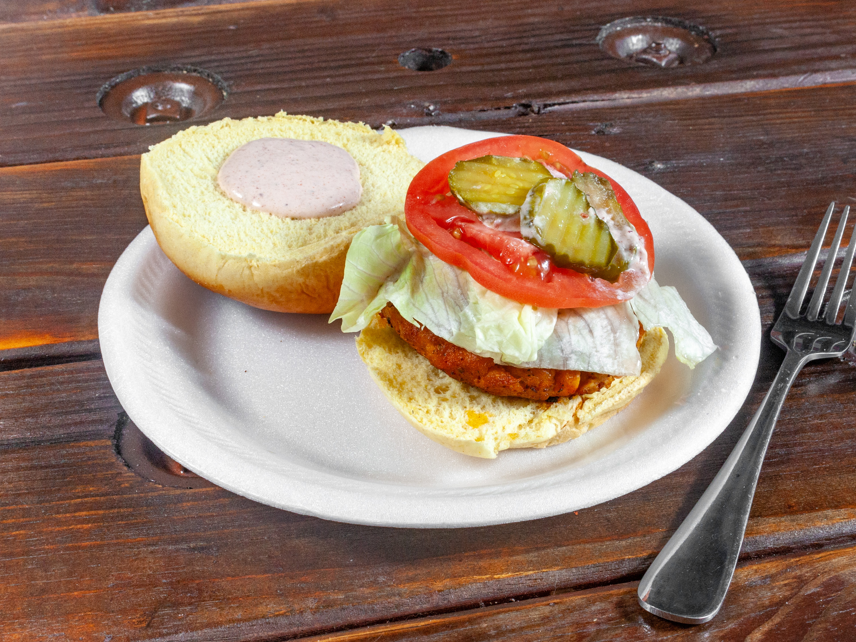 Order Salmon Croquette Burger food online from Seafood Boil NC store, Mount Holly on bringmethat.com