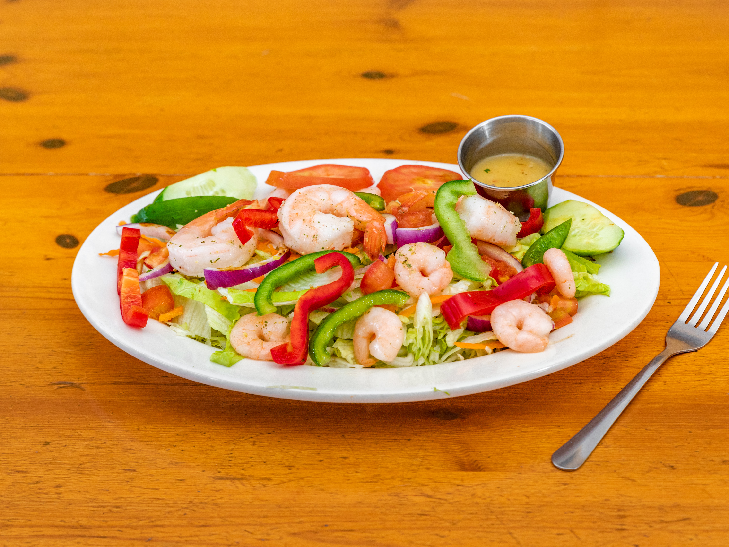 Order Ensalada con Camarones - Shrimp  Salad food online from La Antigua Restaurant & Bakery store, Norwalk on bringmethat.com
