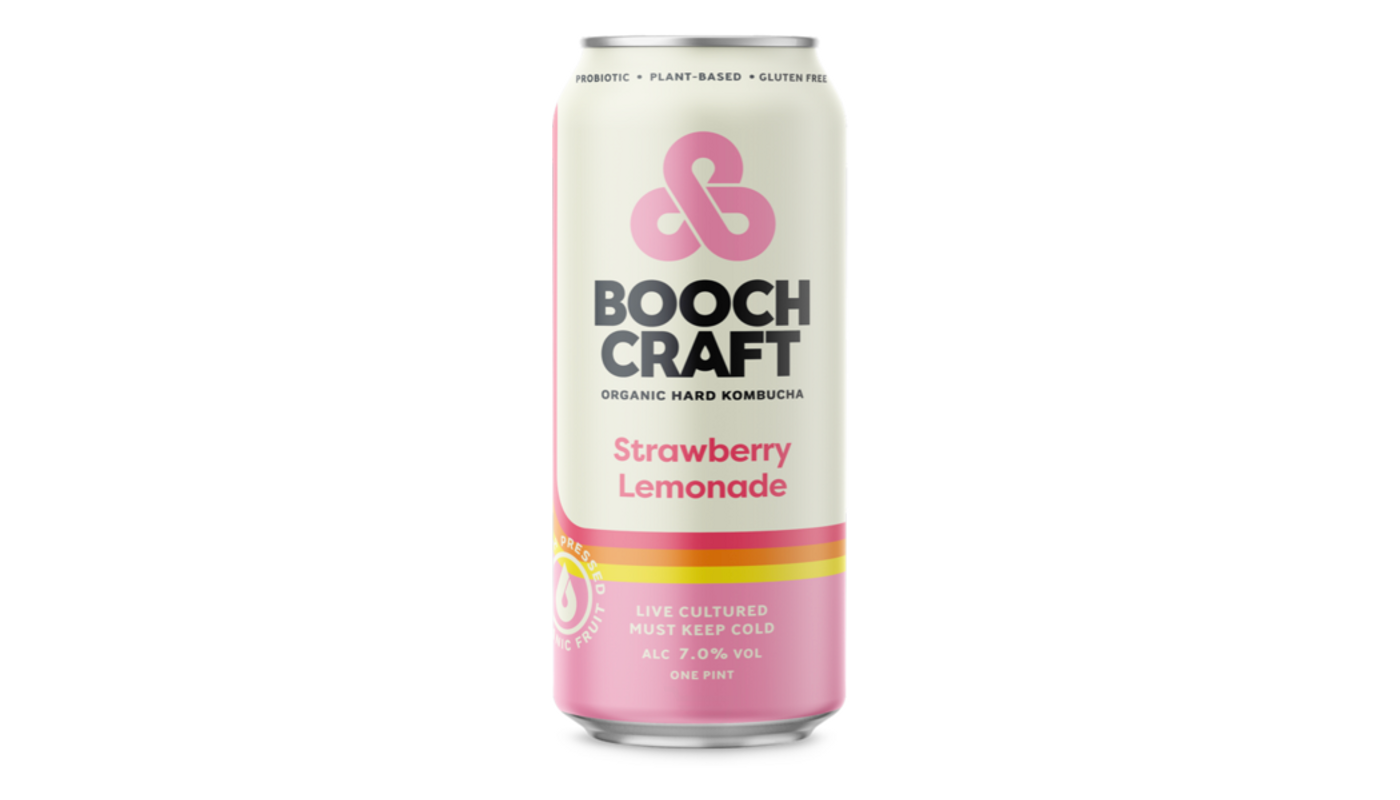 Order Boochcraft Strawberry Lemonade 16oz Can 7% ABV food online from Golden Rule Liquor store, West Hollywood on bringmethat.com
