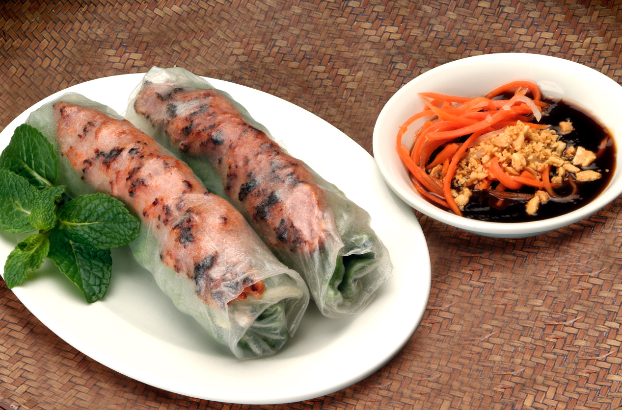 Order Charbroiled Pork Patty Rolls (Nem Nuong Cuon) food online from Pho Super Bowl store, Diamond Bar on bringmethat.com