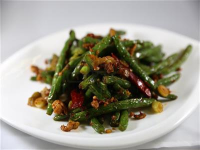 Order Stir-Fried String Bean with Minced Pork food online from Minghin Cuisine - Naperville store, Naperville on bringmethat.com