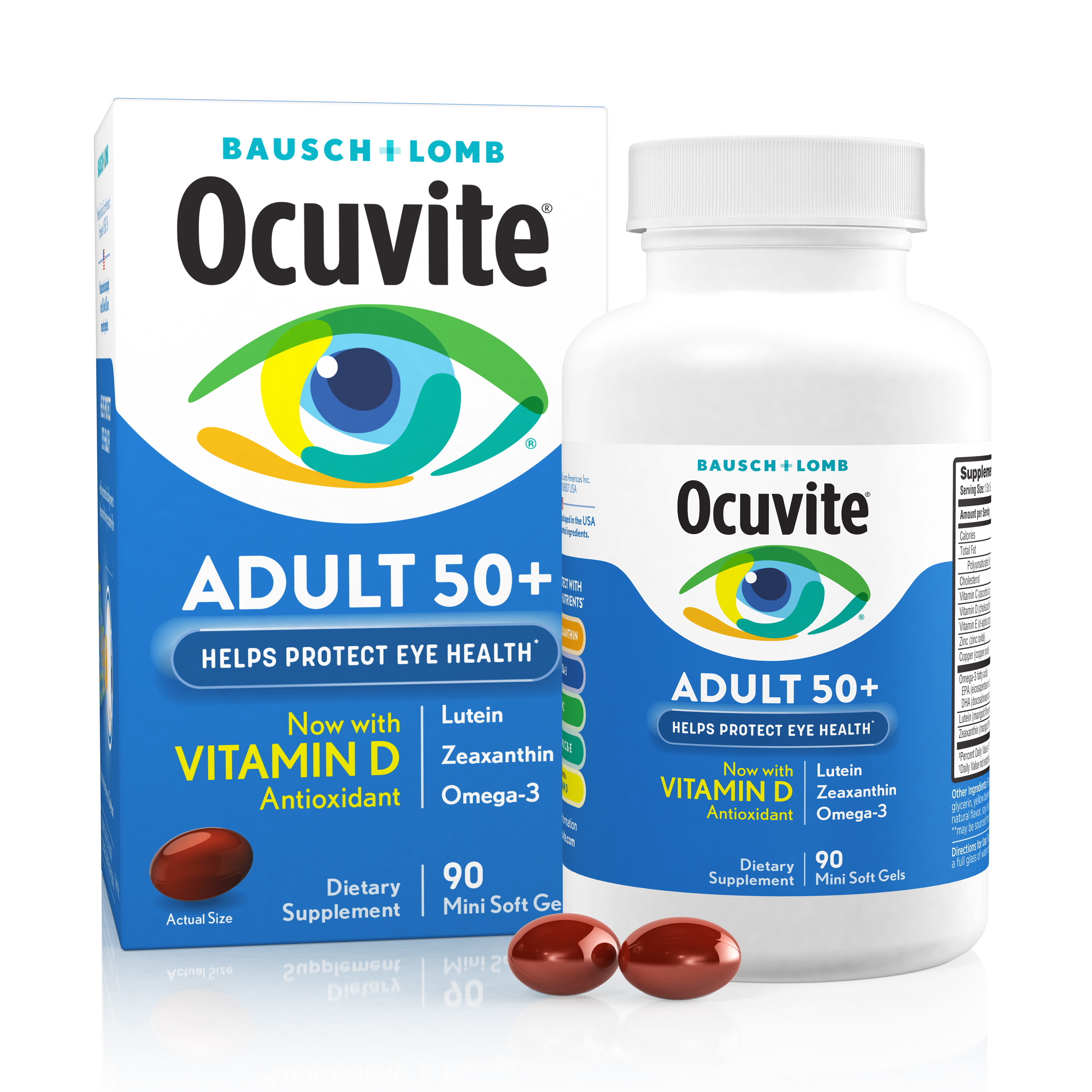 Order Bausch & Lomb Ocuvite Eye Vitamin and Mineral Supplement Softgels - Adults 50+, 90 ct food online from Rite Aid store, Williamsville on bringmethat.com