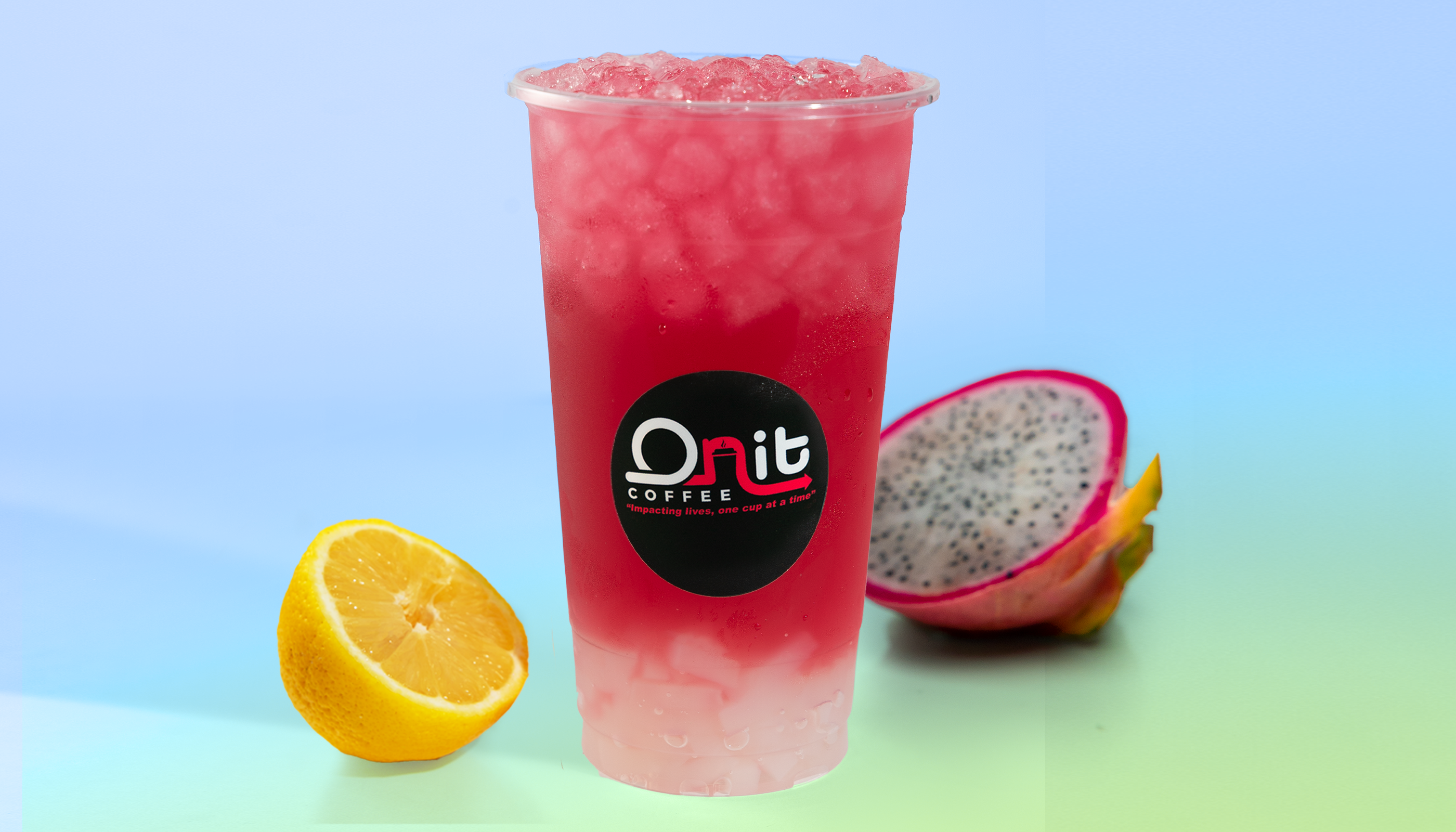 Order Dragon Fruit Lemonade with Lychee Jelly food online from Onit Coffee store, Elk Grove on bringmethat.com