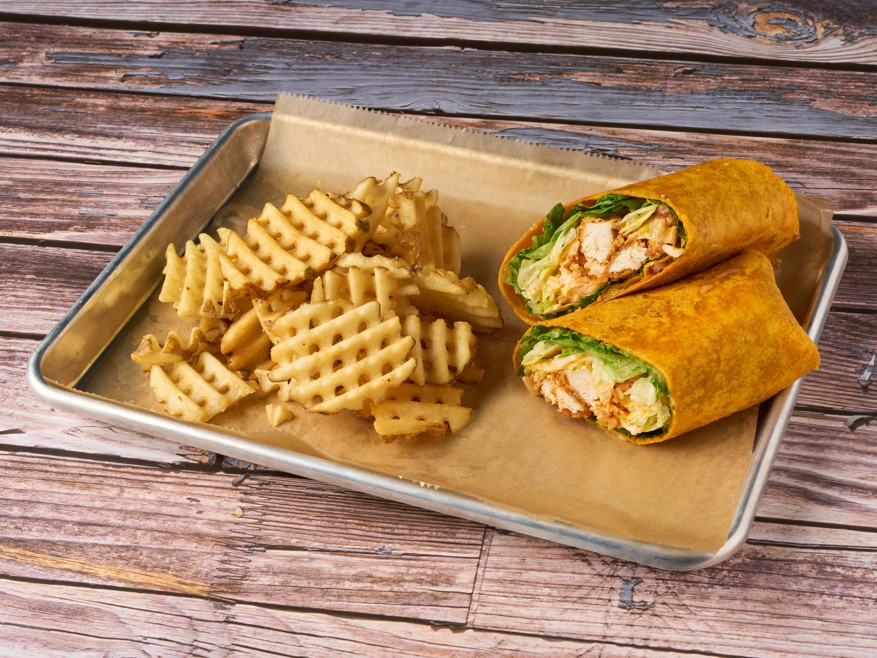 Order Buffalo Chicken Wrap food online from Gone Axe Throwing store, Peoria on bringmethat.com