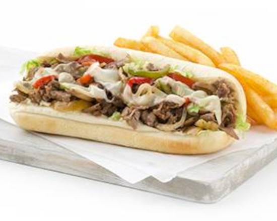 Order Philly Cheese Steak Sandwich food online from El Capitan Taqueria store, San Francisco on bringmethat.com