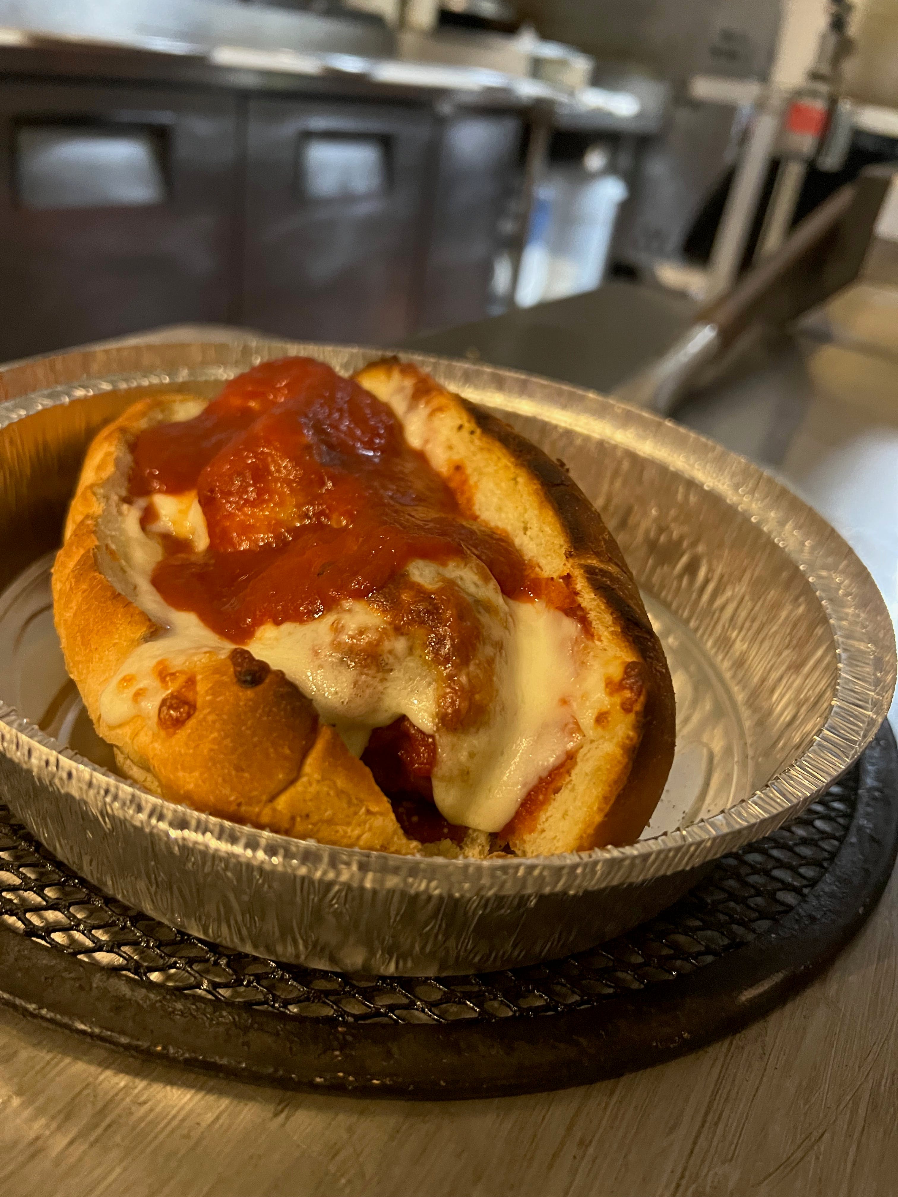Order Meatball Parm Sandwich - Sandwich food online from Pepe's NY Pizza - 11946 Ventura Blvd store, Studio City on bringmethat.com