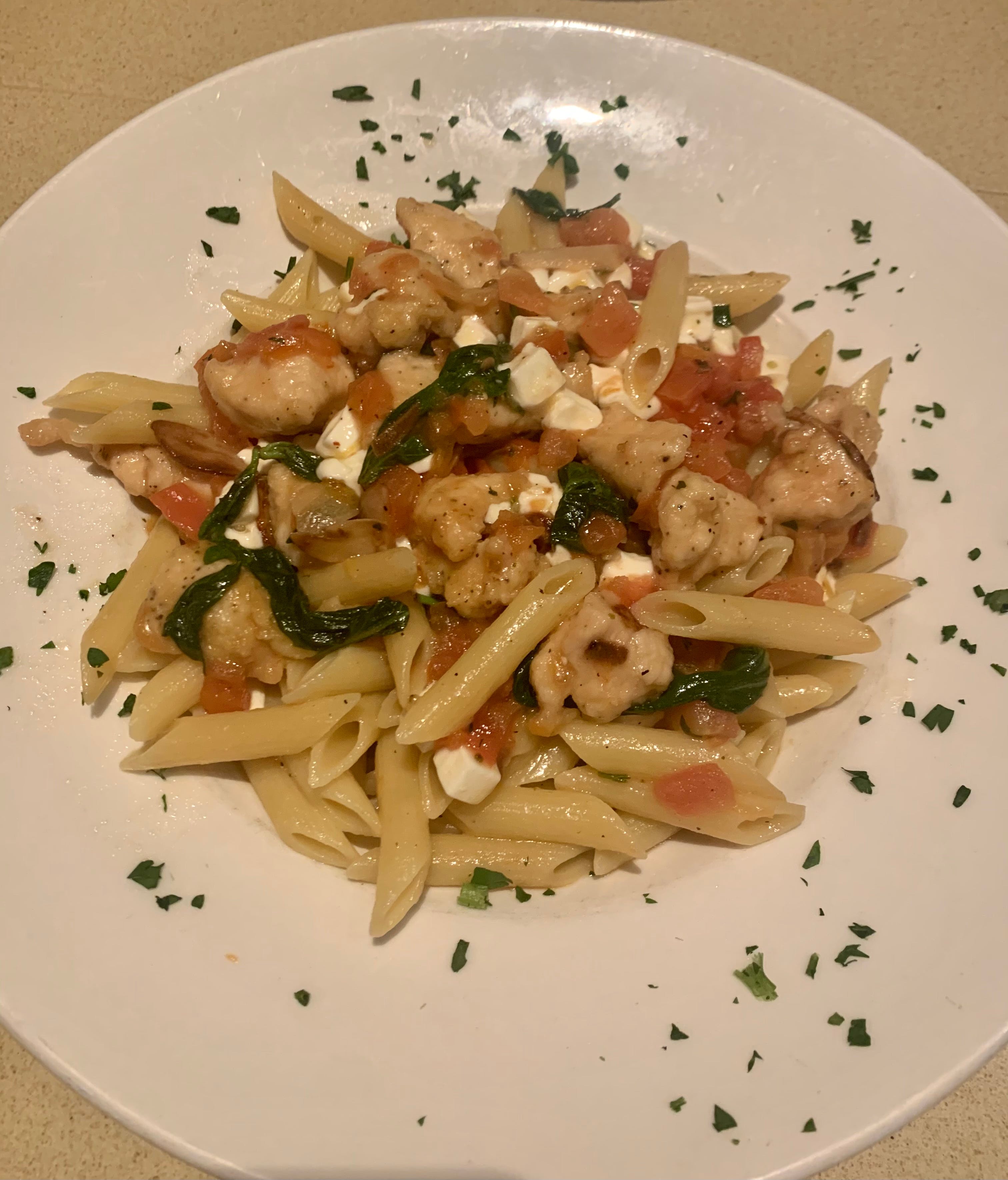Order Penne Pollo Caprese - Pasta food online from Gino's Of Tuscany store, Bethpage on bringmethat.com