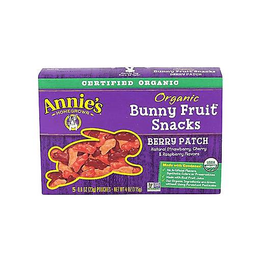 Order Annie's Homegrown Berry Patch Organic Bunny Fruit Snacks (4 OZ) 134135 food online from Bevmo! store, Pasadena on bringmethat.com