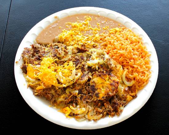 Order #11 Machaca Plate food online from Arsenio's Mexican Food #1 store, Clovis on bringmethat.com