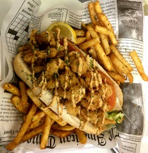 Order Fried Shrimp Po' Boy food online from Ragin Cajun Crab store, Georgetown on bringmethat.com