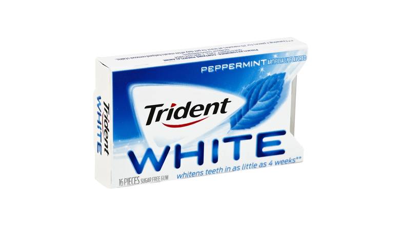 Order Trident White Sugarless Gum, Peppermint Gum - 16 Pieces food online from Valero Food Mart store, Murrayville on bringmethat.com