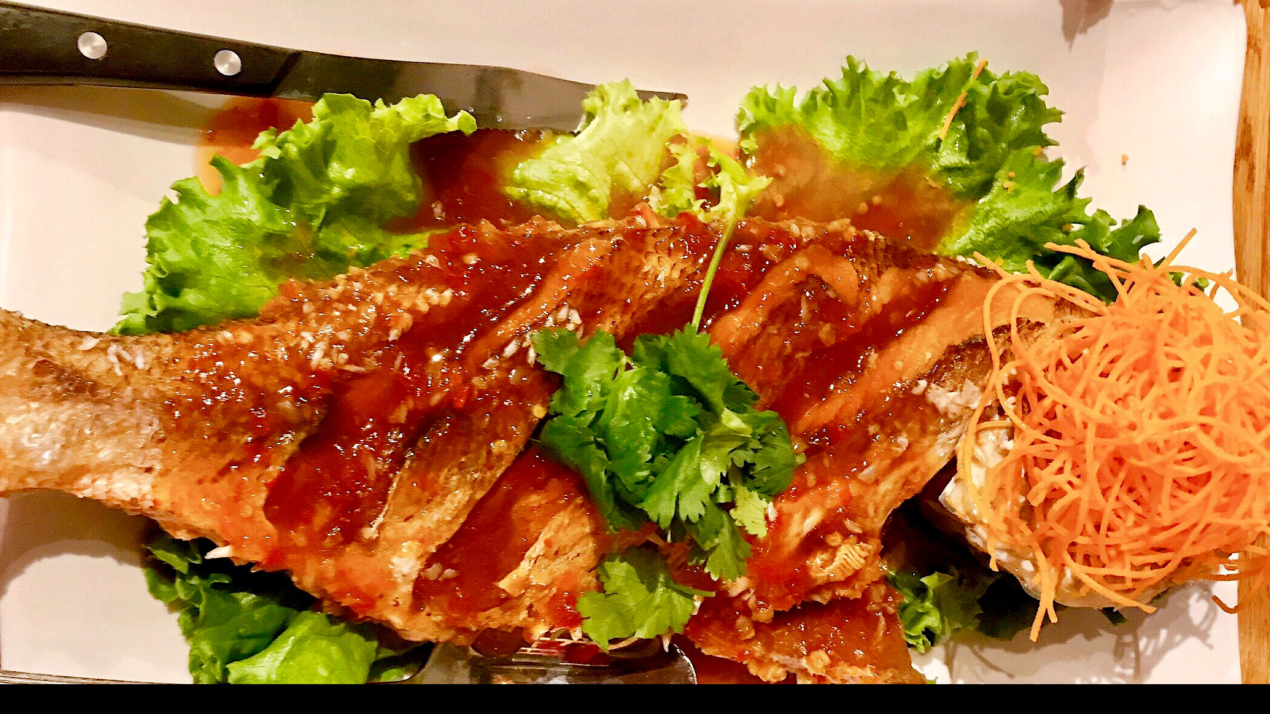 Order Fried Whole Fish Top with Sweet Chili Sauce food online from Ayada Thai Restaurant Chelsea Market store, New York on bringmethat.com