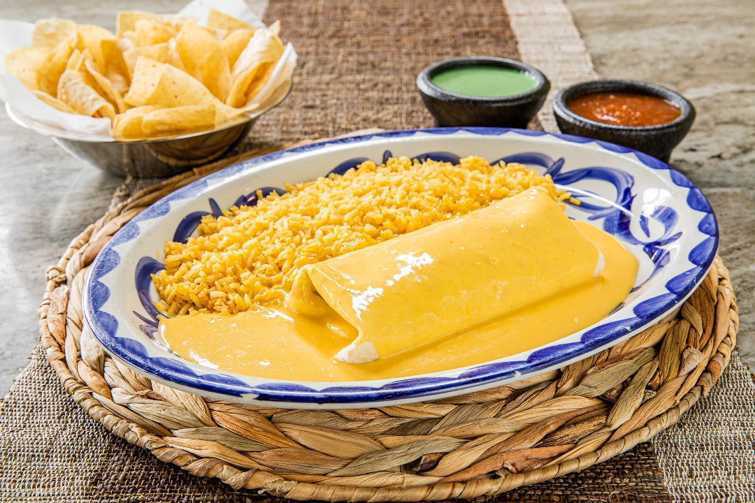 Order Burrito Con Queso food online from Iguana Joe's store, Baytown on bringmethat.com