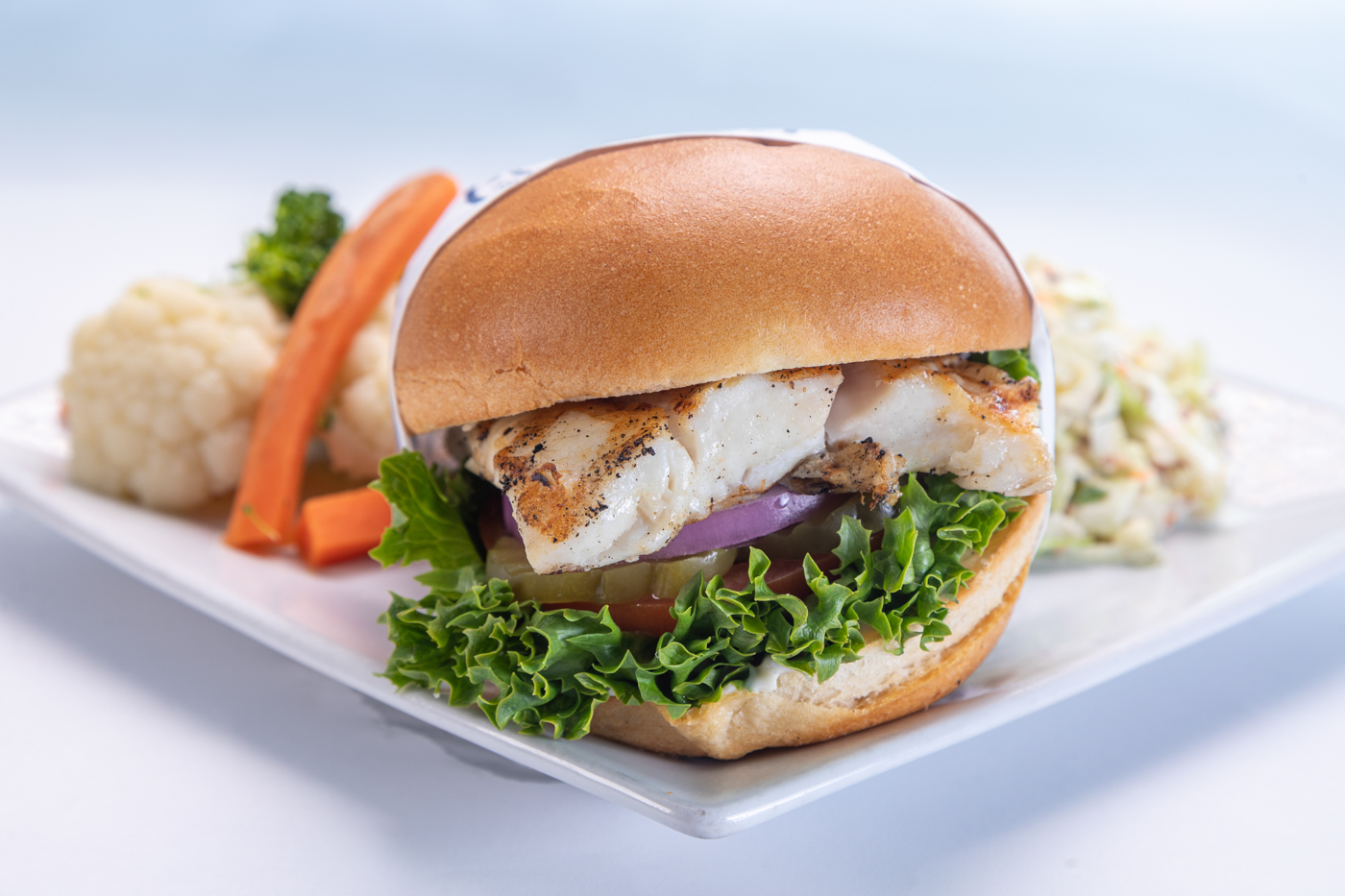 Order Seabass-Sandwich food online from Captain Kidd Fish Market & Restaurant store, Redondo Beach on bringmethat.com