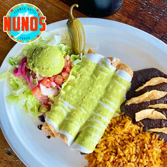 Order FLAUTA PLATE food online from Nuno's Tacos & Vegmex Grill store, Dallas on bringmethat.com