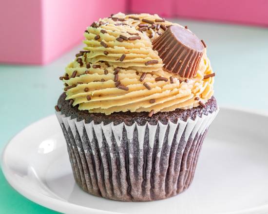 Order Jumbo GIANT Peanut Butter Blackout Cupcake food online from The Flying Cupcake Bakery store, Indianapolis on bringmethat.com