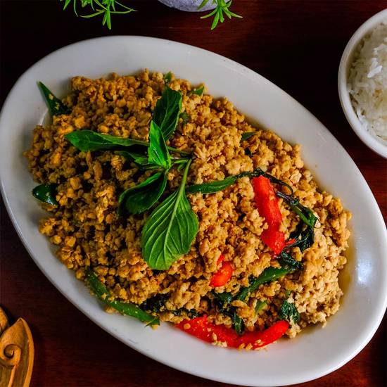Order G72. Pad Kra Praow (Basil) food online from Opart Thai House store, Chicago on bringmethat.com