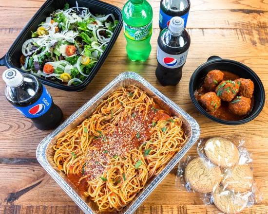 Order Ultimate Meal Deal Spaghetti & Meatballs With Marinara + Pepsi Package food online from Giordano'S store, Kenosha on bringmethat.com