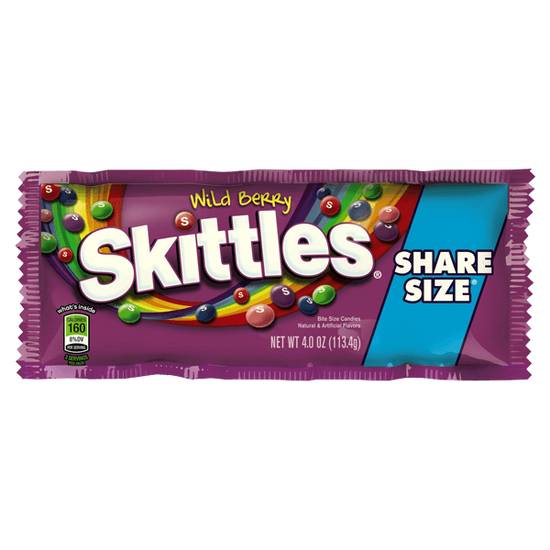 Order Skittles Wild Berry Share Size 4oz food online from Caseys Carry Out Pizza store, Braidwood on bringmethat.com