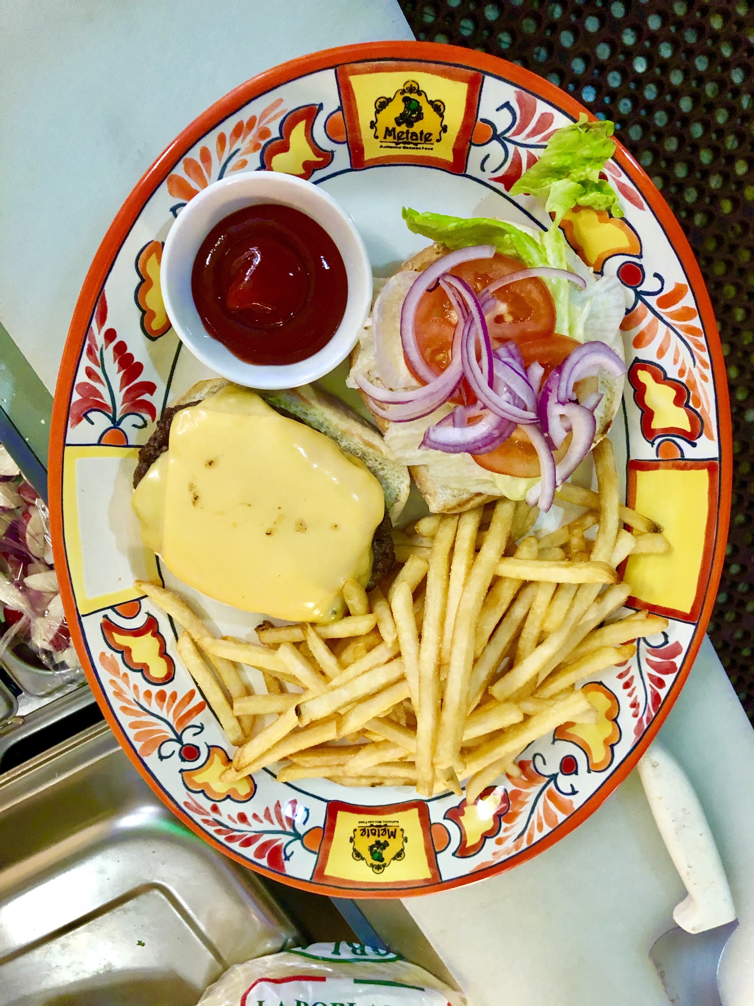 Order Cheese burger with fries food online from Metate store, Yonkers on bringmethat.com