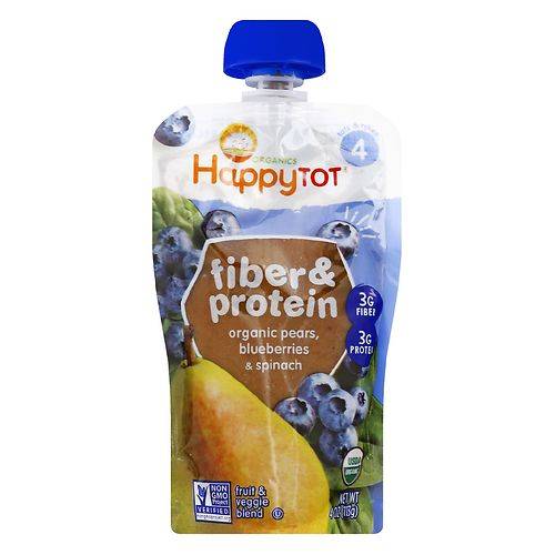 Order Happy Tots Fiber & Protein Fruit & Veggie Blend Pear, Blueberry & Spinach - 4.0 oz food online from Walgreens store, Garden Grove on bringmethat.com