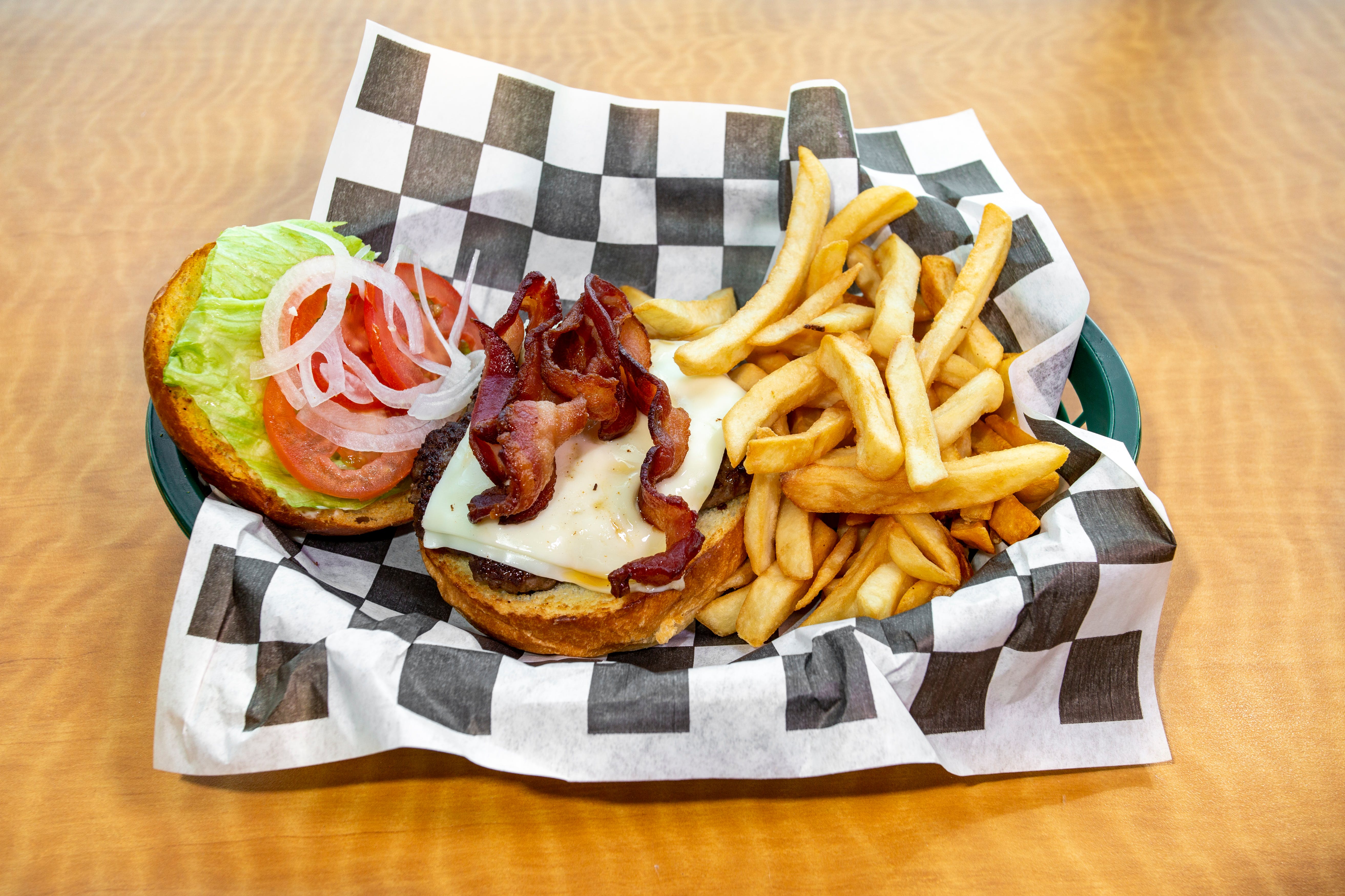 Order Bacon Cheeseburger - 1/3 Pound food online from Mario Cafe & Pizzeria store, East Greenville on bringmethat.com