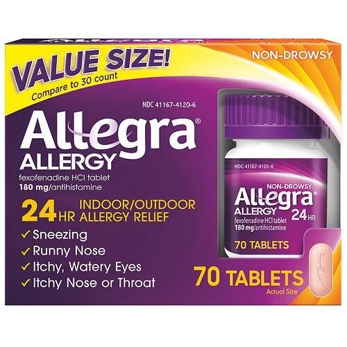Order Allegra Adult 24HR Tablet, Allergy Relief - 70.0 ea food online from Walgreens store, DALLAS on bringmethat.com