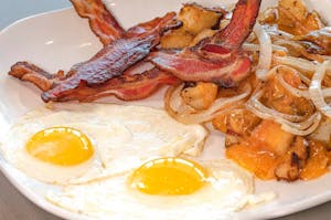 Order Slow-Smoked Bacon (3) (190 cal) food online from Jimmy's Egg store, Amarillo on bringmethat.com
