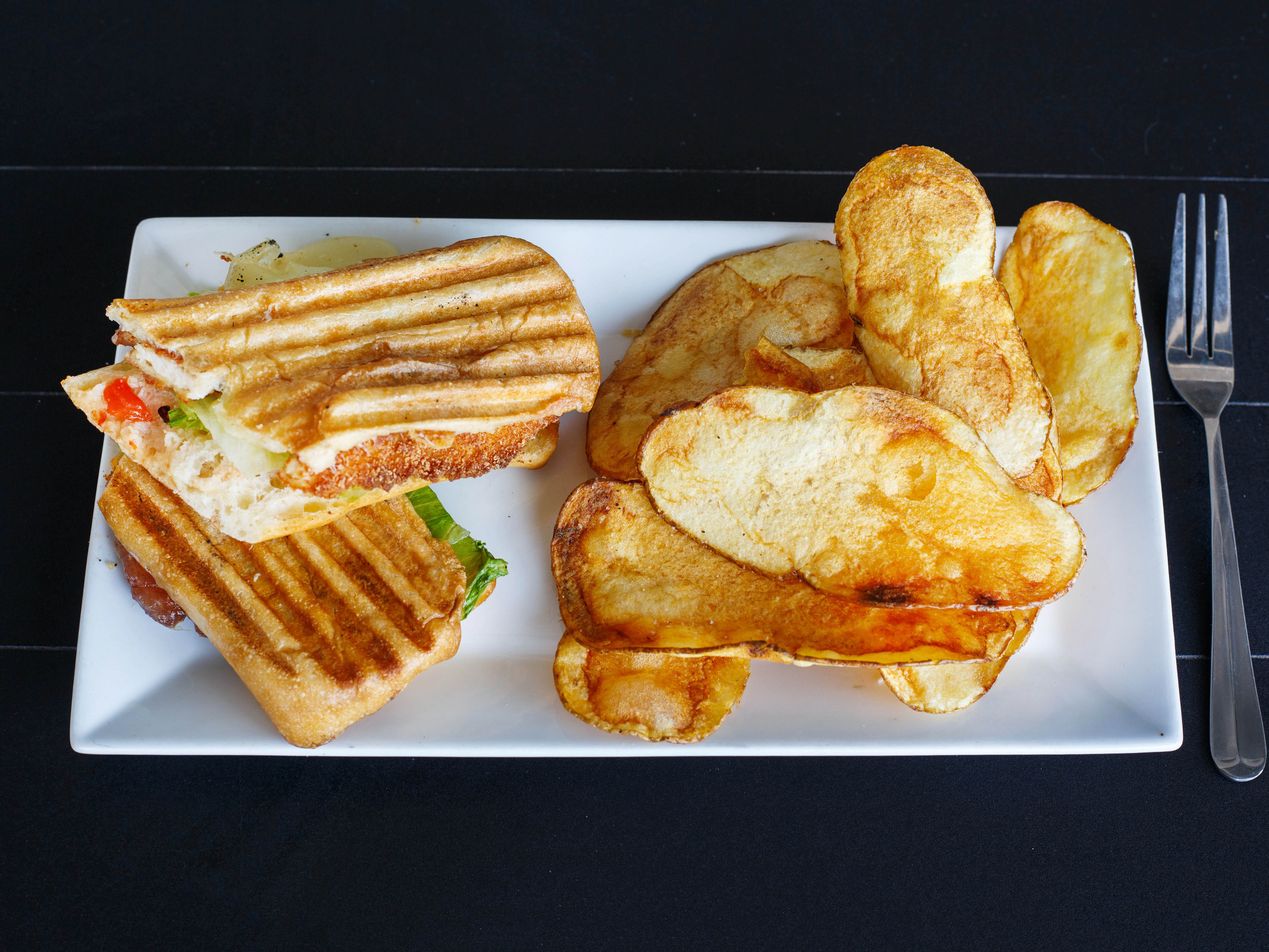 Order Parmesan Crusted Chicken Panini food online from Giannavia Restaurant & Bar store, Pittsburgh on bringmethat.com