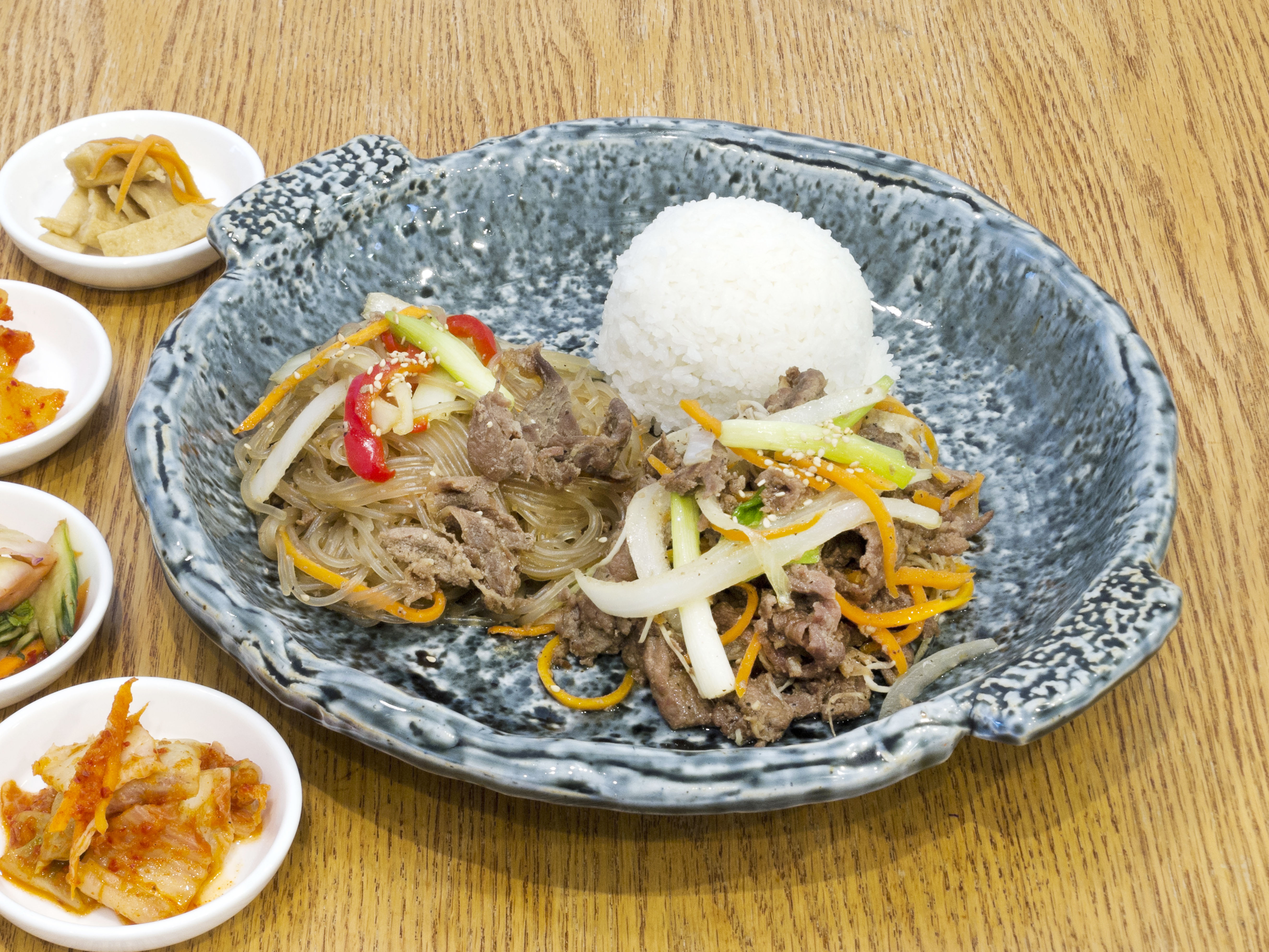 Order Bulgogi with Rice and Jap-Che Platter food online from Bop Joa store, Sachse on bringmethat.com