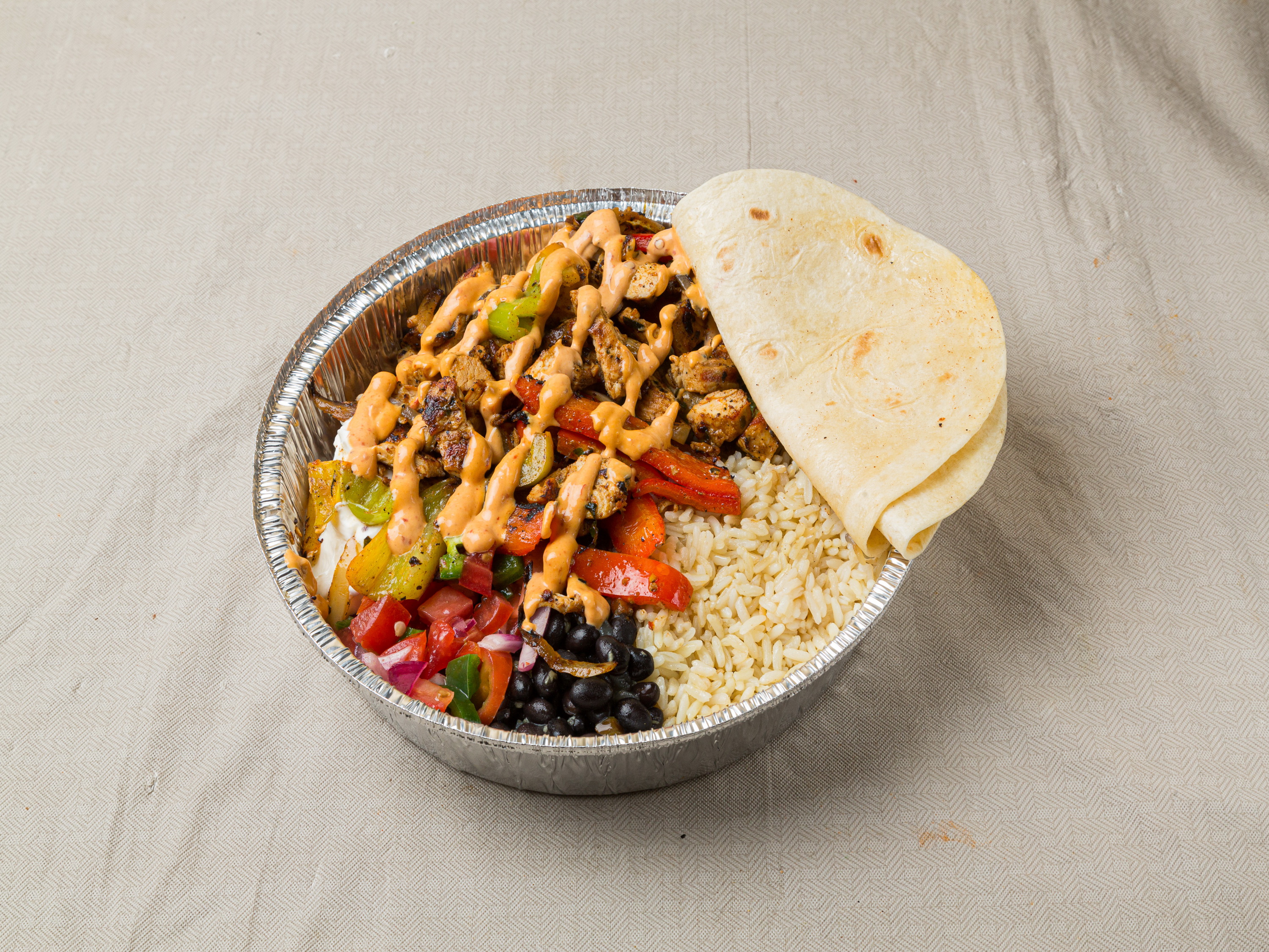 Order Grilled Chicken Fajita Platter food online from Hummus & Guac store, Lyndhurst on bringmethat.com