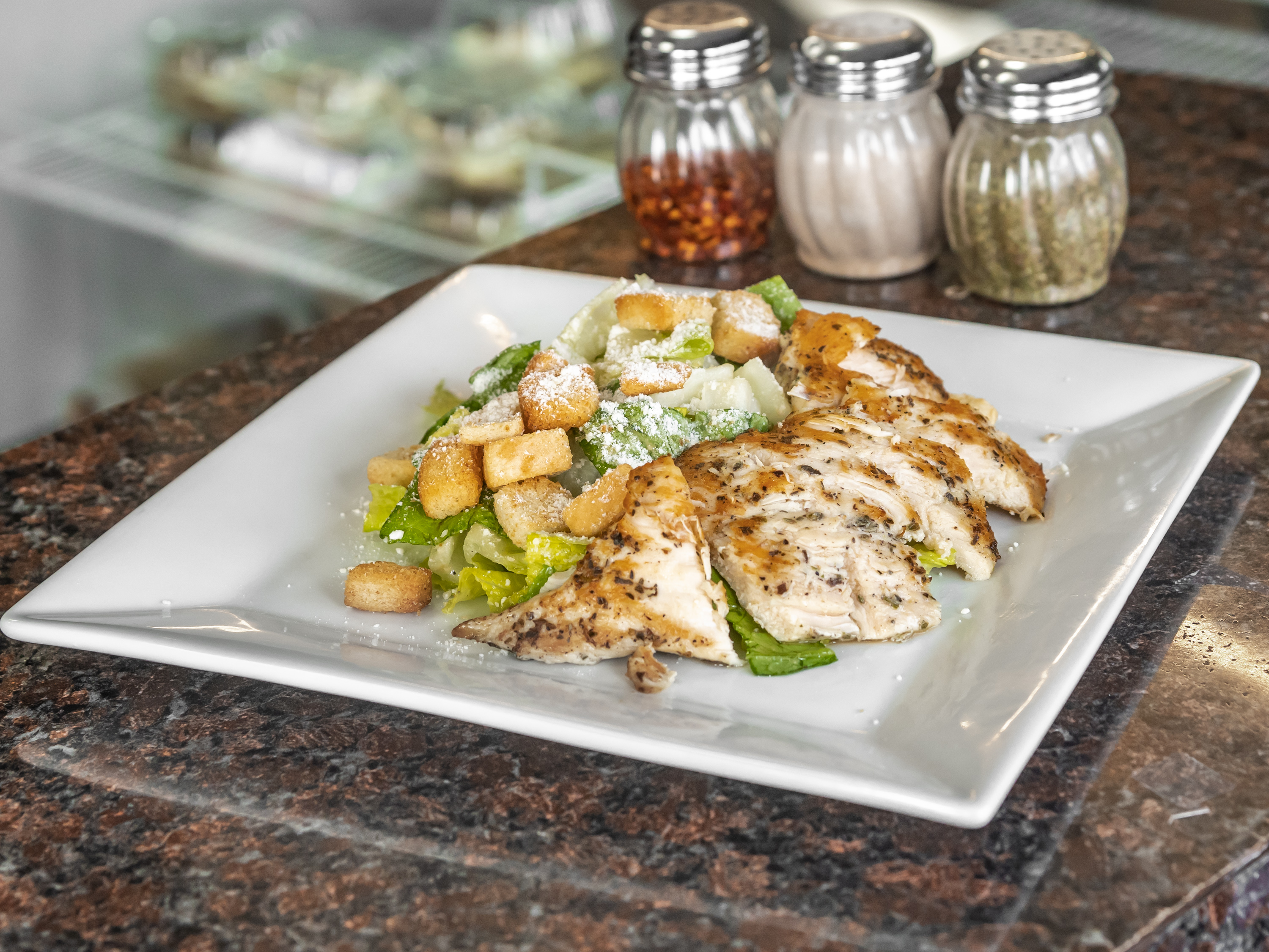 Order Grilled Chicken Caesar Salad food online from Rocco pizza store, Brooklyn on bringmethat.com