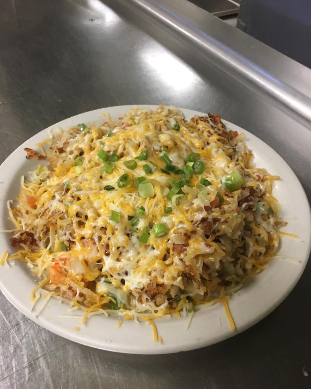 Order Shrimp Loaded Hashbrowns food online from Southfield Pancake House store, Southfield on bringmethat.com