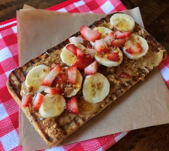 Order Peanut Butter & Banana  (and Strawberry!) Toast food online from Fresh Healthy Cafe store, San Marcos on bringmethat.com