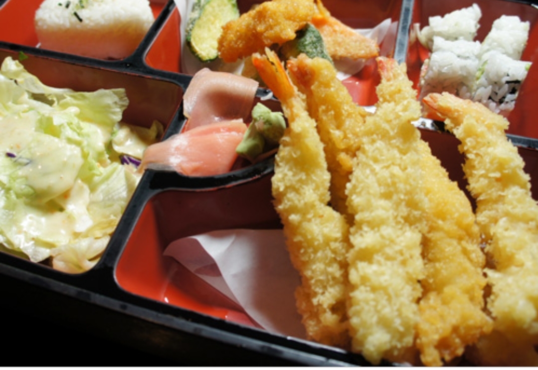 Order Shrimp and Vegetable Tempura Bento Special food online from Sushi Mon store, Las Vegas on bringmethat.com