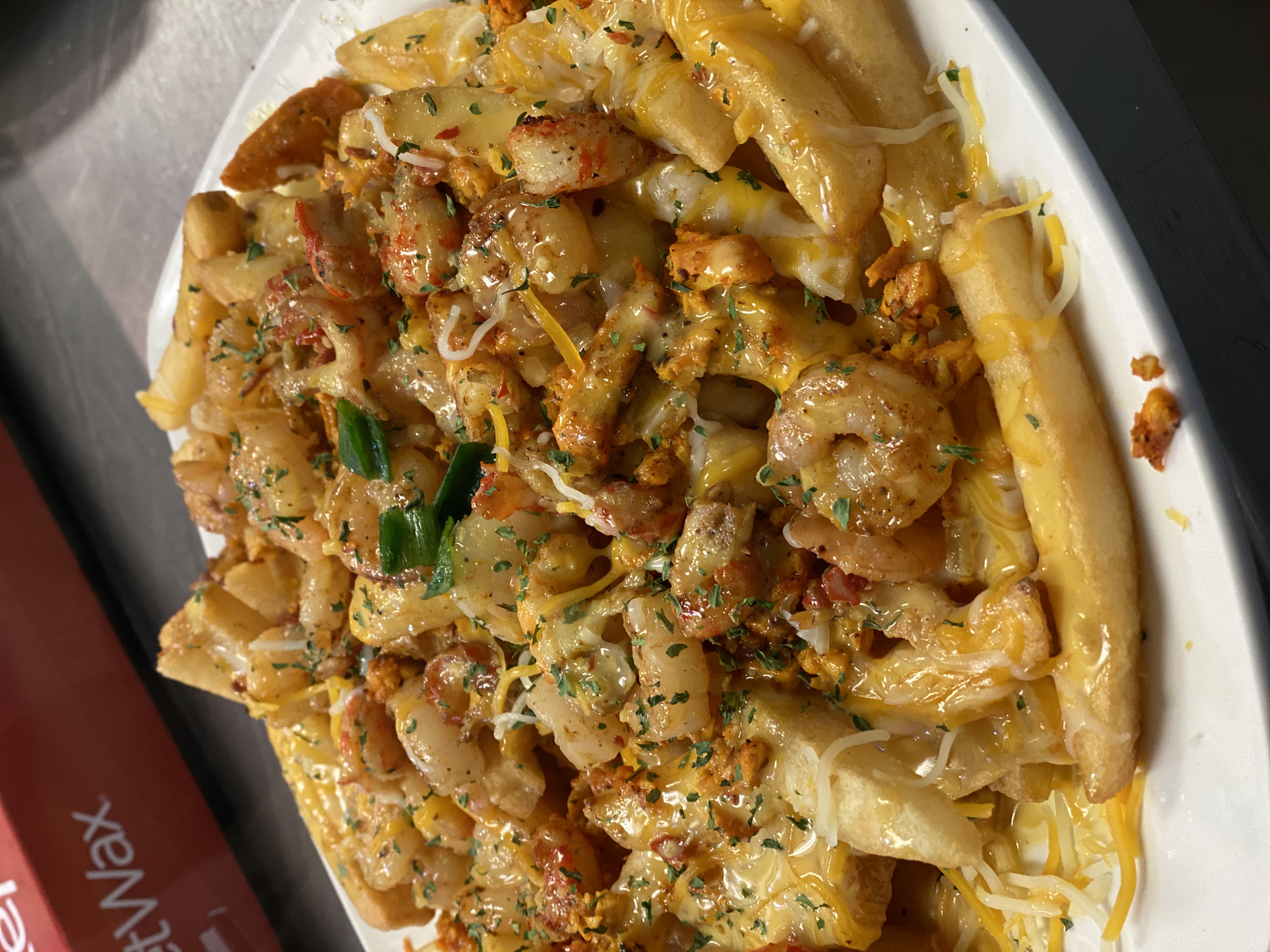 Order Loaded Seafood Fries food online from Plush Bar And Grill store, Houston on bringmethat.com