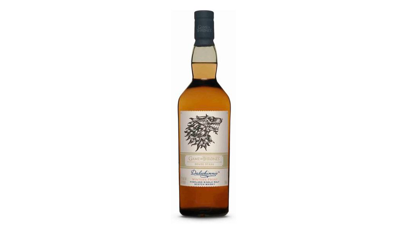 Order Dalwhinnie Game of Thrones House Stark Winter's Frost Highland Single Malt Scotch Whisky 750ml Bottle food online from JR Food Mart store, Camarillo on bringmethat.com
