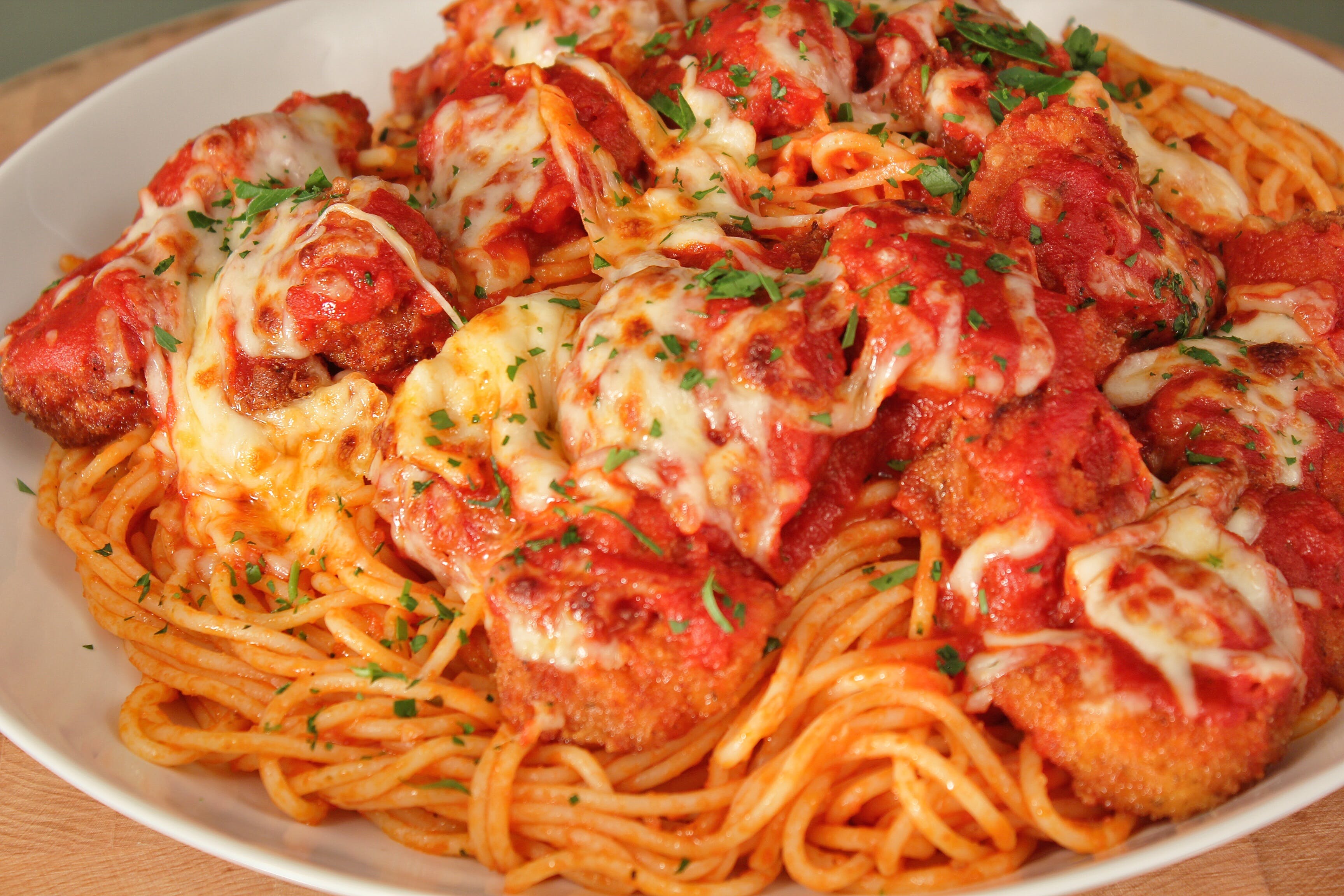 Order Pasta with Chicken Parmigiana - Pasta food online from Little Italy Pizza store, Brooklyn on bringmethat.com