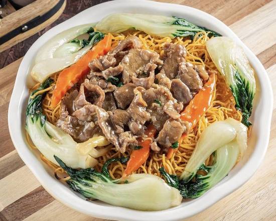 Order Beef with Tender Green Pan Fried Noodle food online from Shooting Star Cafe store, Oakland on bringmethat.com