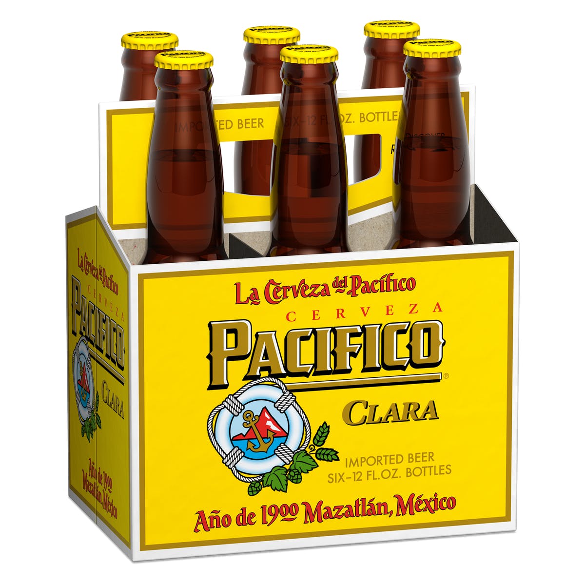 Order Pacifico Clara Beer 4.4% ABV 6 Pack Bottle food online from Mirage Wine & Liquor store, Palm Springs on bringmethat.com